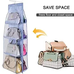 Hanging Handbag & Purse Organizer for Closet | 6-Grid Oxford Cloth Storage Hanger