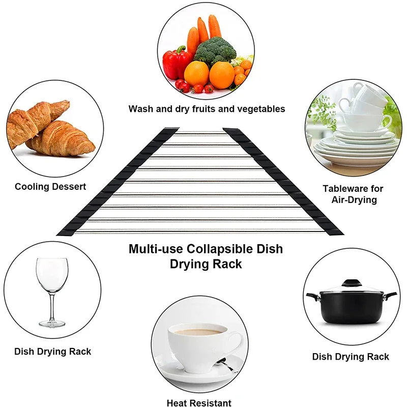 Foldable Triangle Dish Drying Rack – Corner Sink Organizer & Stainless Steel Drainer