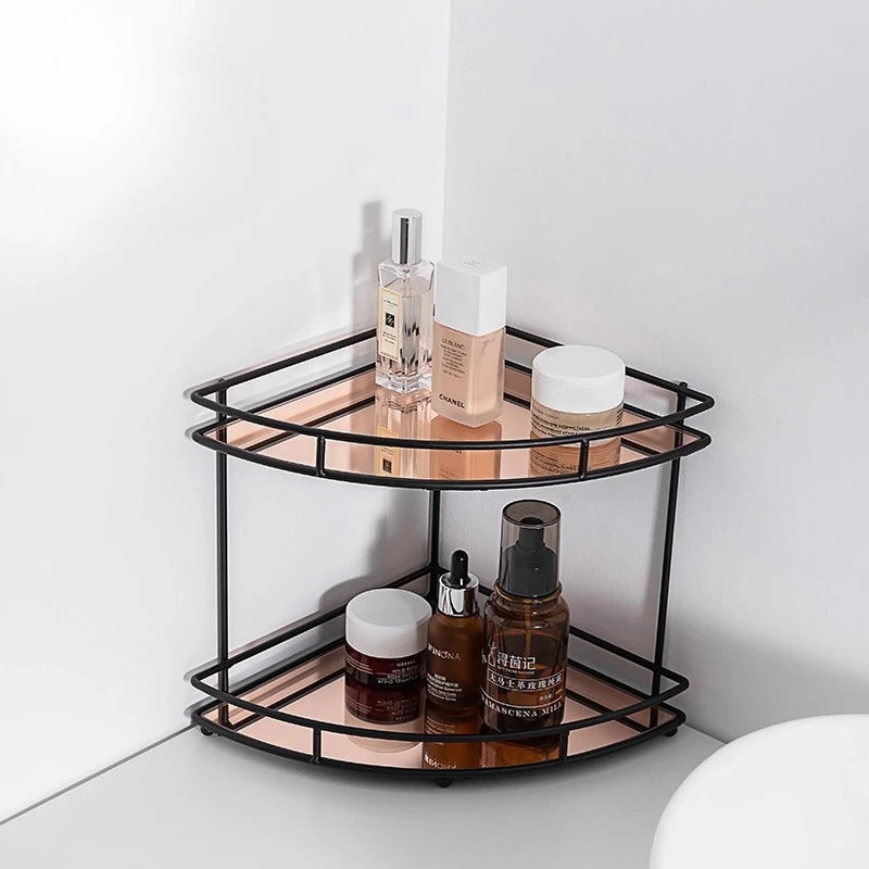Black Wall-Mounted Bathroom Corner Shelf | 2 & 3 Tier Waterproof Organizer