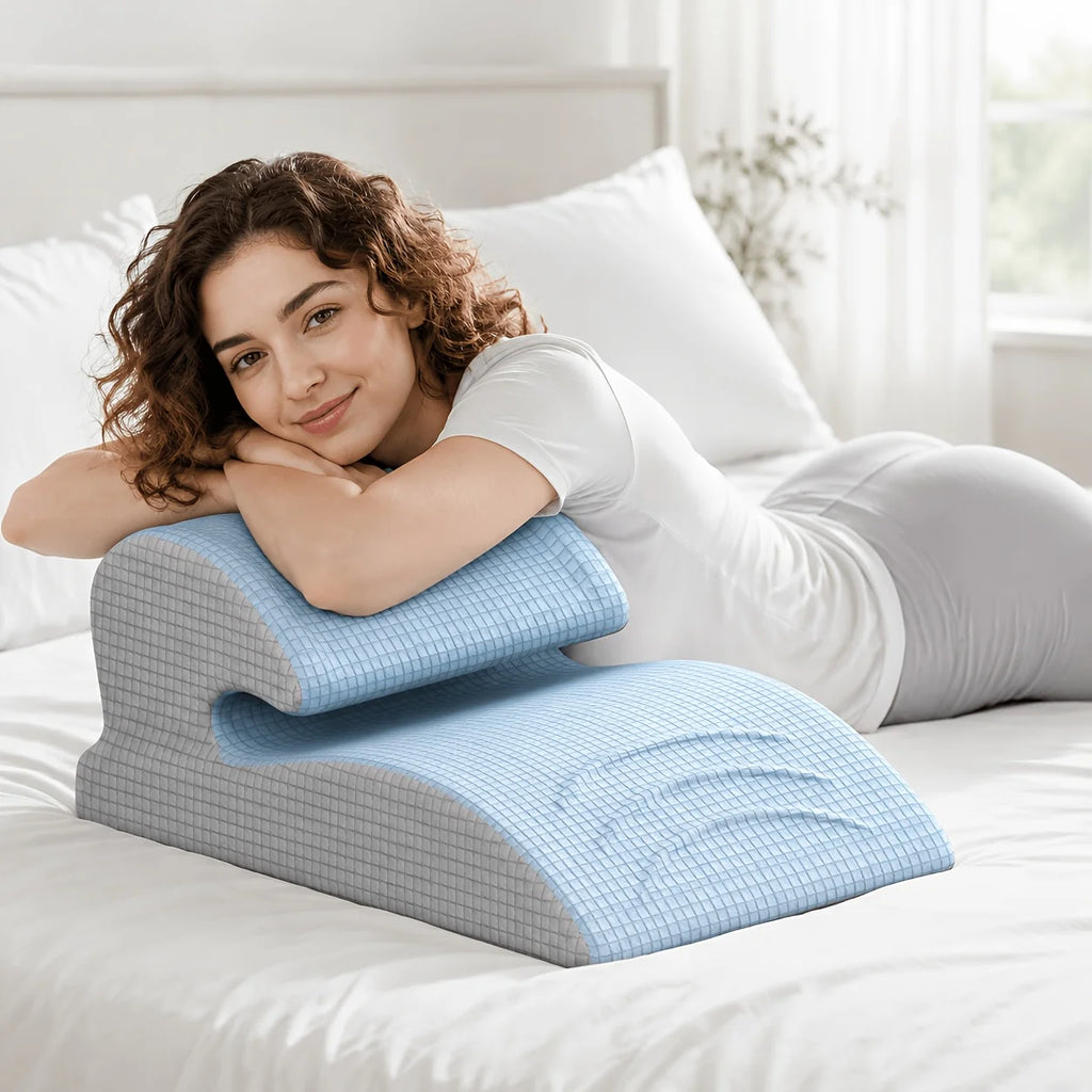 Wedge Back & Hip Support Cushion – Memory Foam Lumbar Pillow with Curved Design