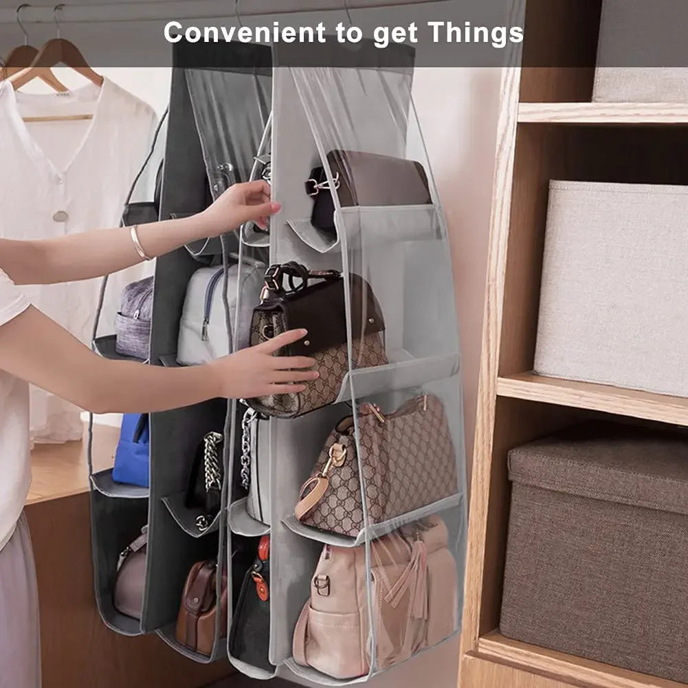 Hanging Handbag & Purse Organizer for Closet | 6-Grid Oxford Cloth Storage Hanger