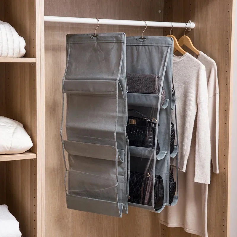 Hanging Handbag & Purse Organizer for Closet | 6-Grid Oxford Cloth Storage Hanger