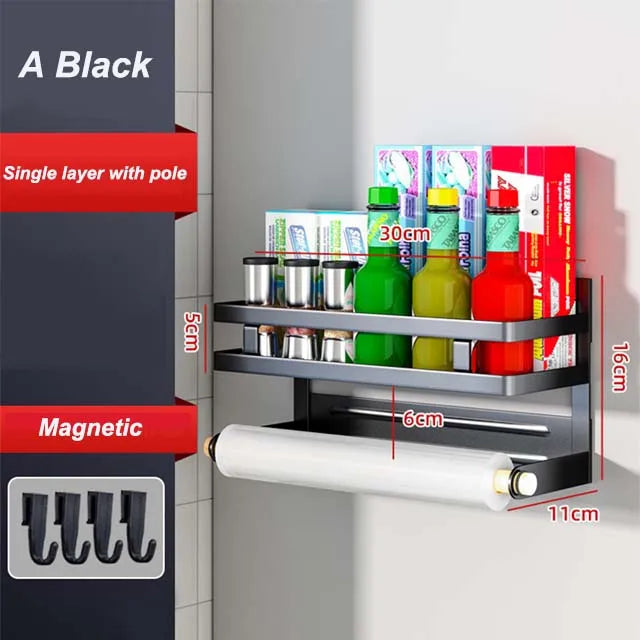 Magnetic Refrigerator Shelf Organizer – 1 & 2 Tier, No-Drill Kitchen Storage Rack