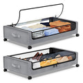 Under-Bed Storage Bins with Lid, Wheels & Clear Window | Grey & Black