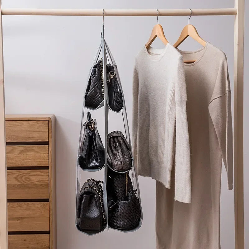 Hanging Handbag & Purse Organizer for Closet | 6-Grid Oxford Cloth Storage Hanger