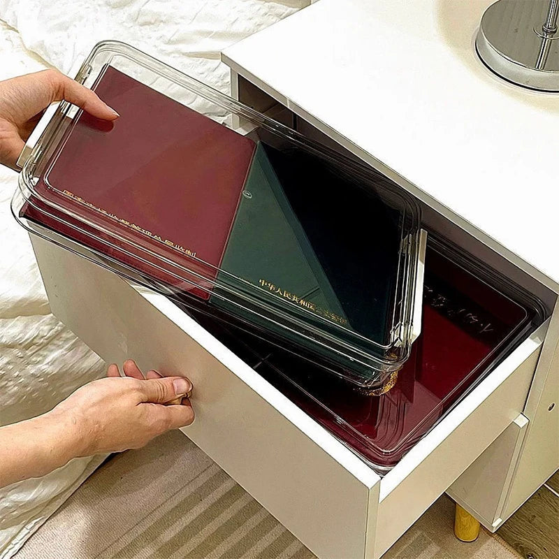Document Certificate Important Storage Box Paper Organizer Stackable Storage Box Transparent Desktop Storage