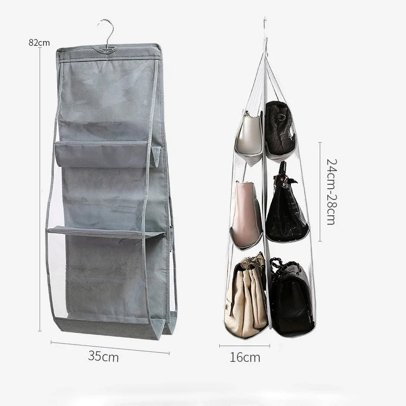 Hanging Handbag & Purse Organizer for Closet | 6-Grid Oxford Cloth Storage Hanger