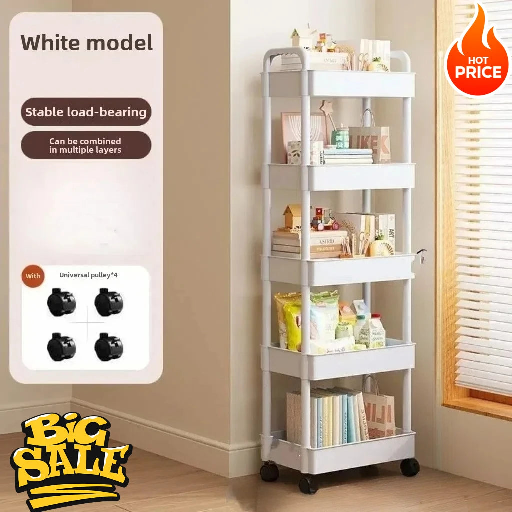 5-Tier Rolling Storage Cart with Wheels Mobile MultiPurpose Organizer Ideal for Kitchen Bathroom Bedroom Snacks and Books