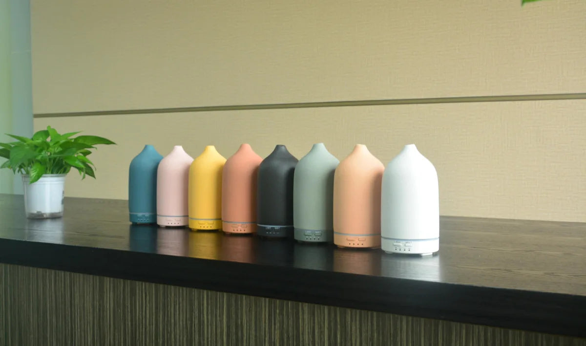 Ceramic Ultrasonic Essential Oil Diffuser & Humidifier with Color-Changing Light