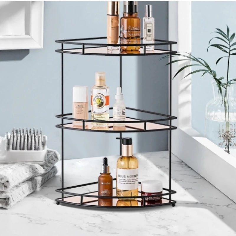 Black Wall-Mounted Bathroom Corner Shelf | 2 & 3 Tier Waterproof Organizer
