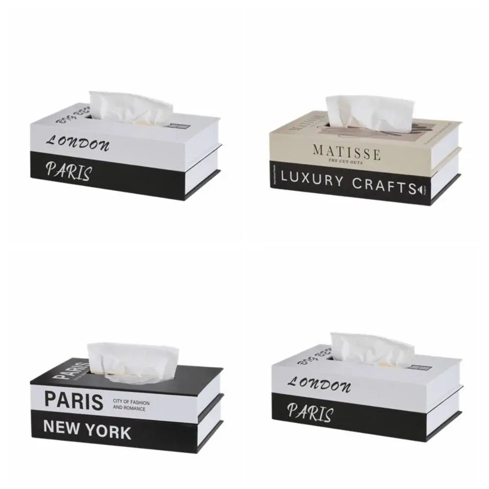 Retro Book-Style Decorative Tissue Box Cover | Double-Layer Paper Storage | 3 Designs