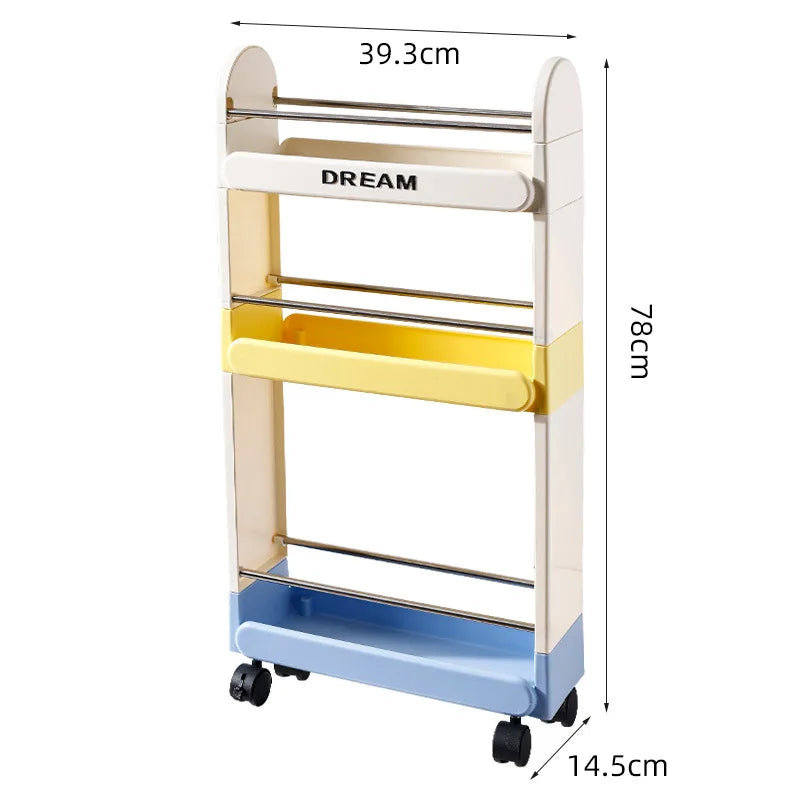5-Tier Bathroom Floor Shelf with Wheels — Adjustable Storage Rack