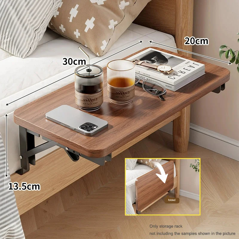 New Foldable Collapsible Organizer Attachable Bedside Shelf Table Under Bed Mat Dorm Bunk Bed Storage for College Space Save