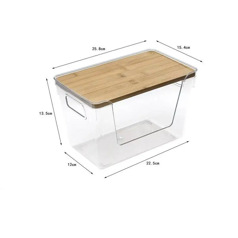 Stackable Clear Pantry Organizer Bins with Bamboo Lids