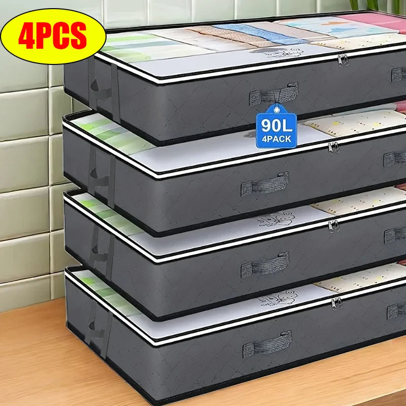 Under-Bed Storage Bags for Quilts & Bedding | Dustproof, Space-Saving | 2 & 4 Pack