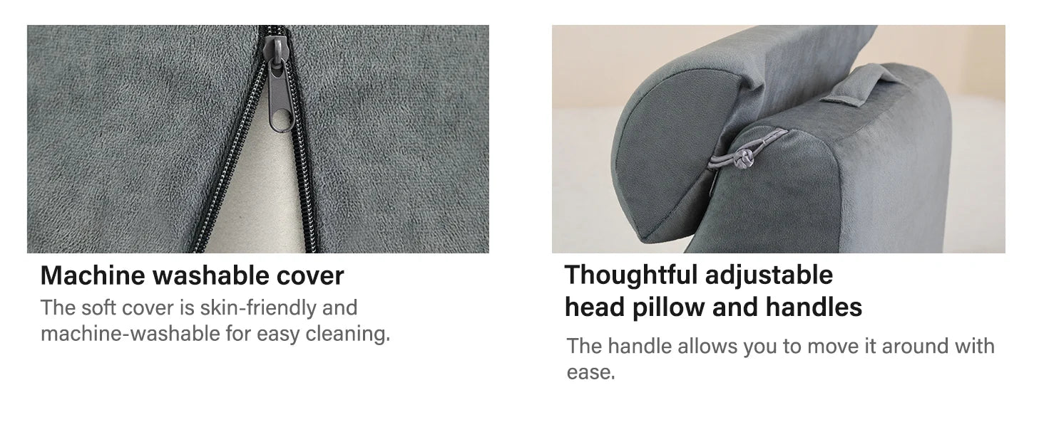 Reading Pillow with Armrests & Pockets – 45° Back Support Pillow for Bed