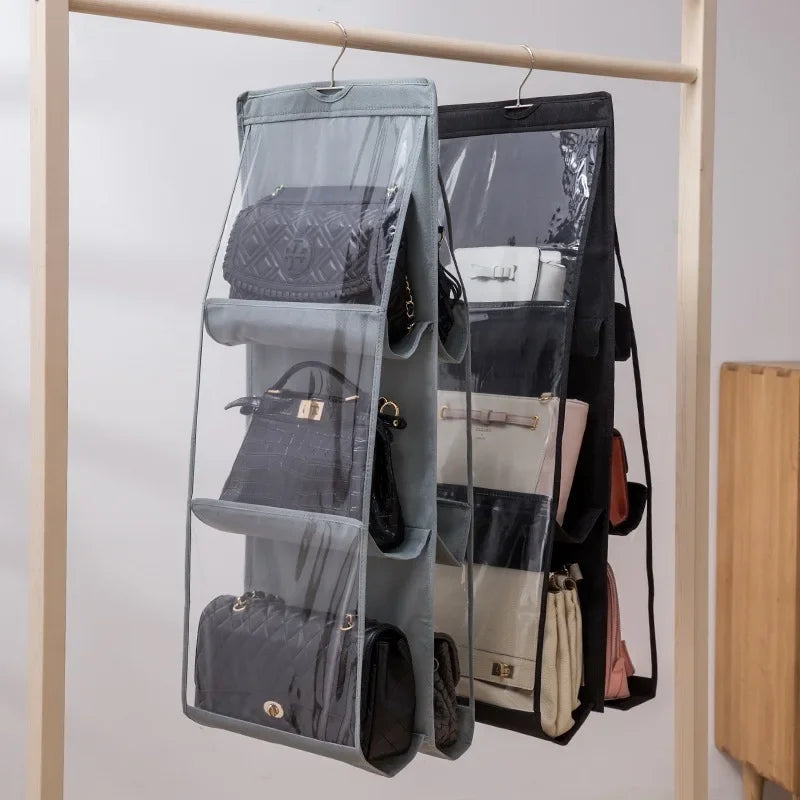Hanging Handbag & Purse Organizer for Closet | 6-Grid Oxford Cloth Storage Hanger