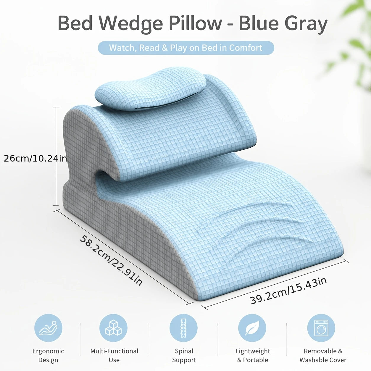 Wedge Back & Hip Support Cushion – Memory Foam Lumbar Pillow with Curved Design