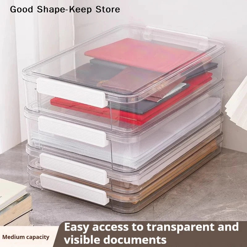Document Certificate Important Storage Box Paper Organizer Stackable Storage Box Transparent Desktop Storage