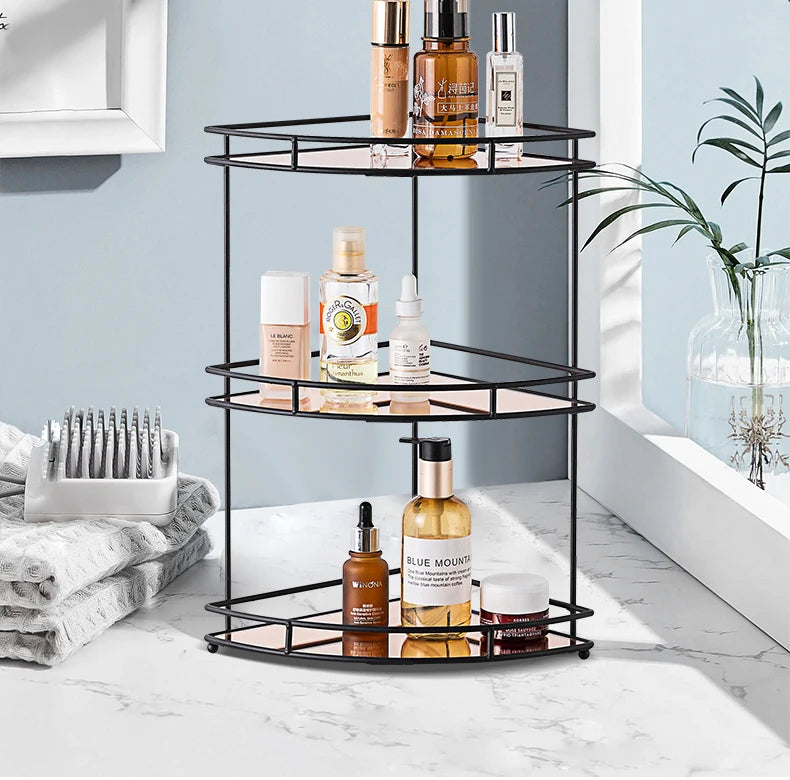 Black Wall-Mounted Bathroom Corner Shelf | 2 & 3 Tier Waterproof Organizer