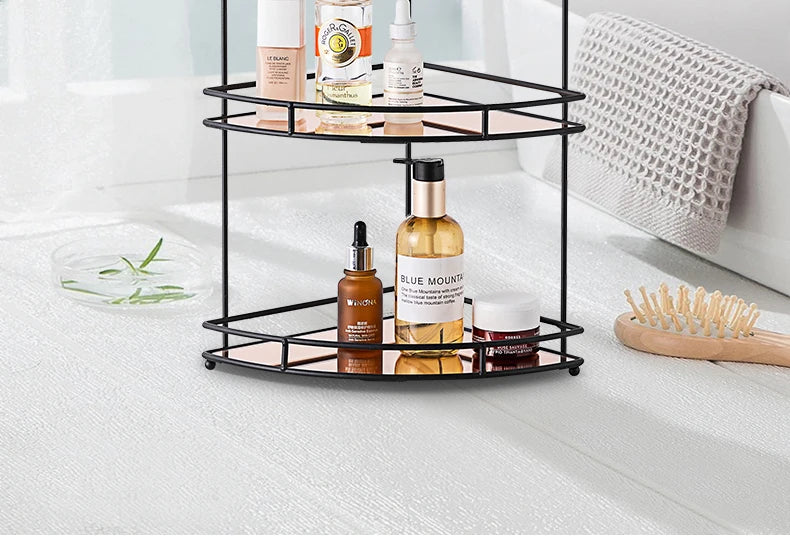 Black Wall-Mounted Bathroom Corner Shelf | 2 & 3 Tier Waterproof Organizer