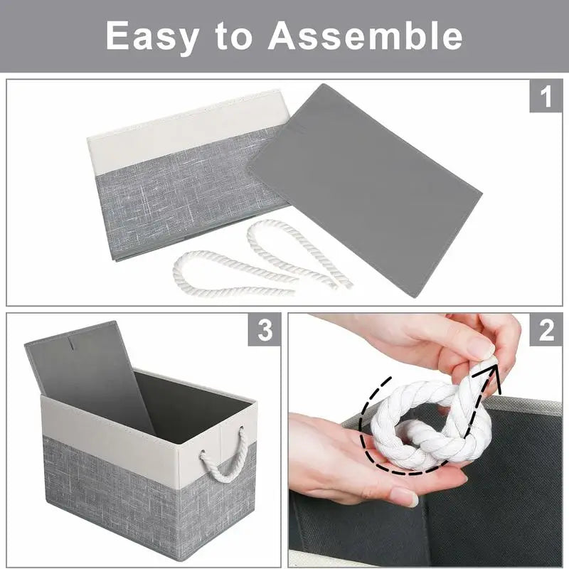 Foldable Storage Baskets for Organizing Toys, Books, Shelves, Closet, Large Storage Box with Rope Handles, Sturdy Organizer Bins