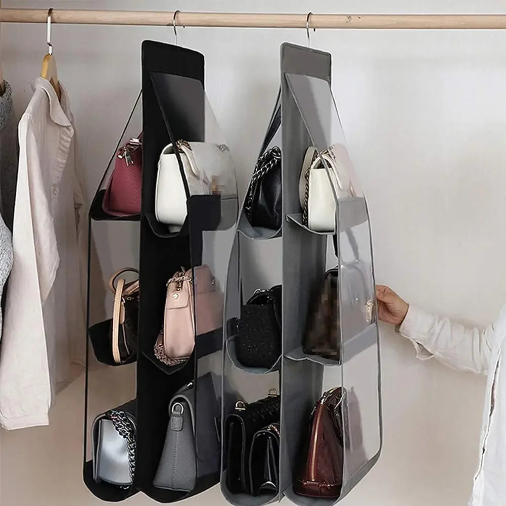 Hanging Handbag & Purse Organizer for Closet | 6-Grid Oxford Cloth Storage Hanger