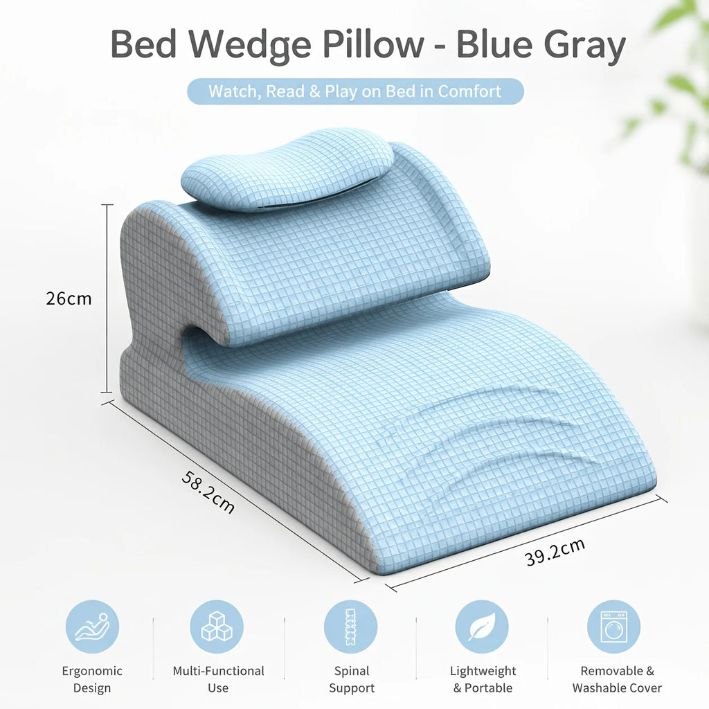 Wedge Back & Hip Support Cushion – Memory Foam Lumbar Pillow with Curved Design