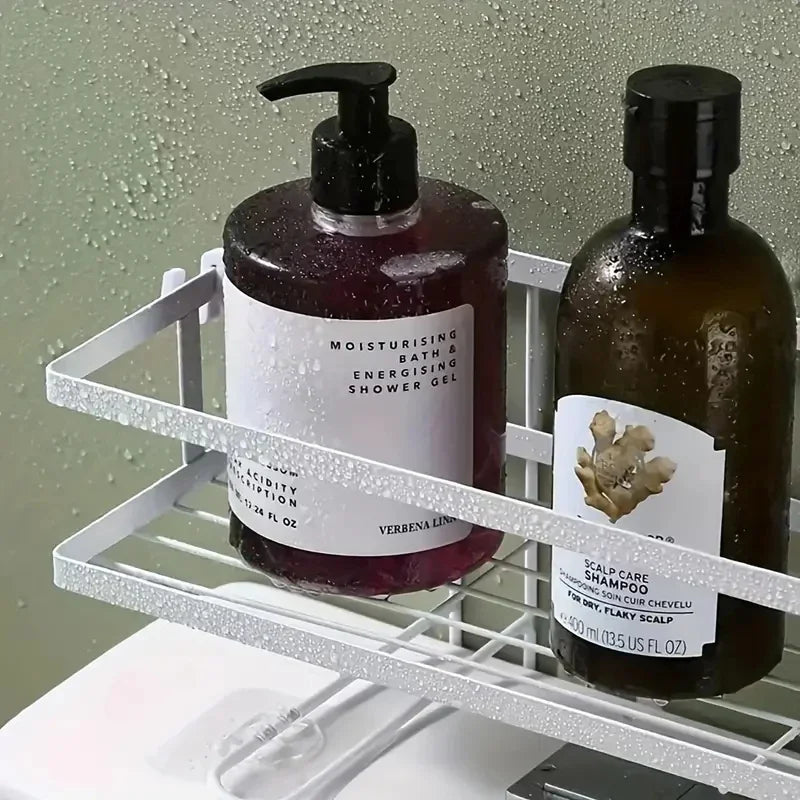 Over-the-Toilet Storage Shelf | Metal Bathroom Organizer Rack | White & Black