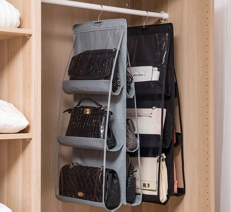 Hanging Handbag & Purse Organizer for Closet | 6-Grid Oxford Cloth Storage Hanger