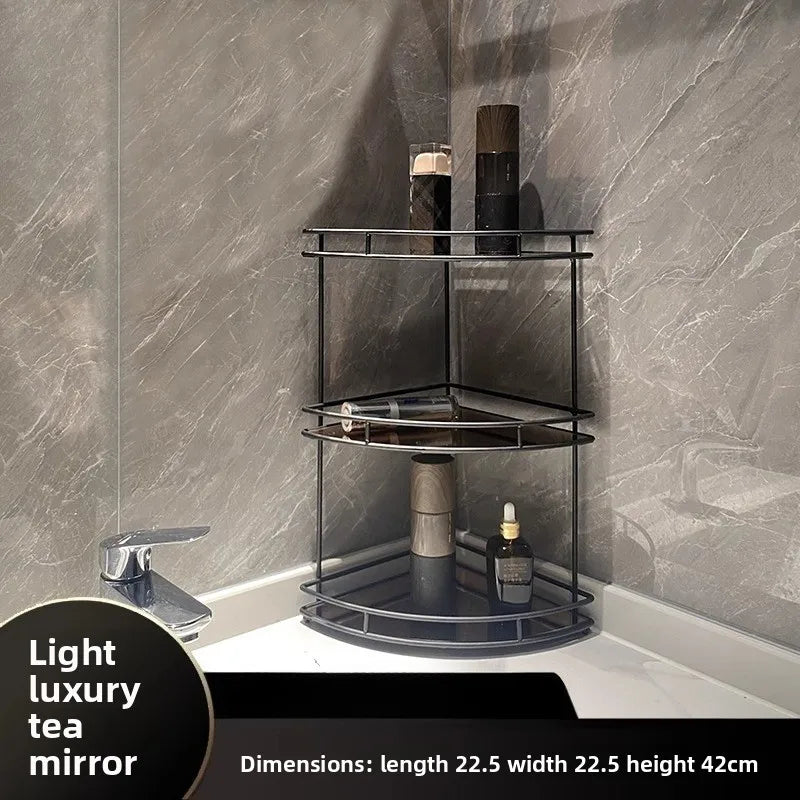 Black Wall-Mounted Bathroom Corner Shelf | 2 & 3 Tier Waterproof Organizer