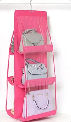 Hanging Handbag & Purse Organizer for Closet | 6-Grid Oxford Cloth Storage Hanger