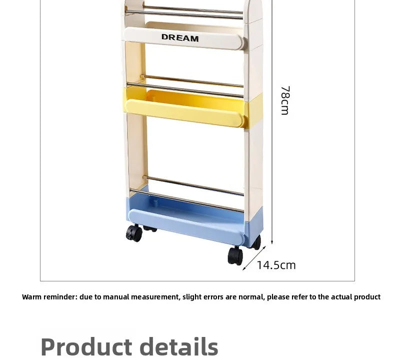 Multi-Tier Bathroom Floor Shelf Adjustable 5-Layer Shower Organizer with Wheels Space-Saving Storage Rack for Kitchen Essentials