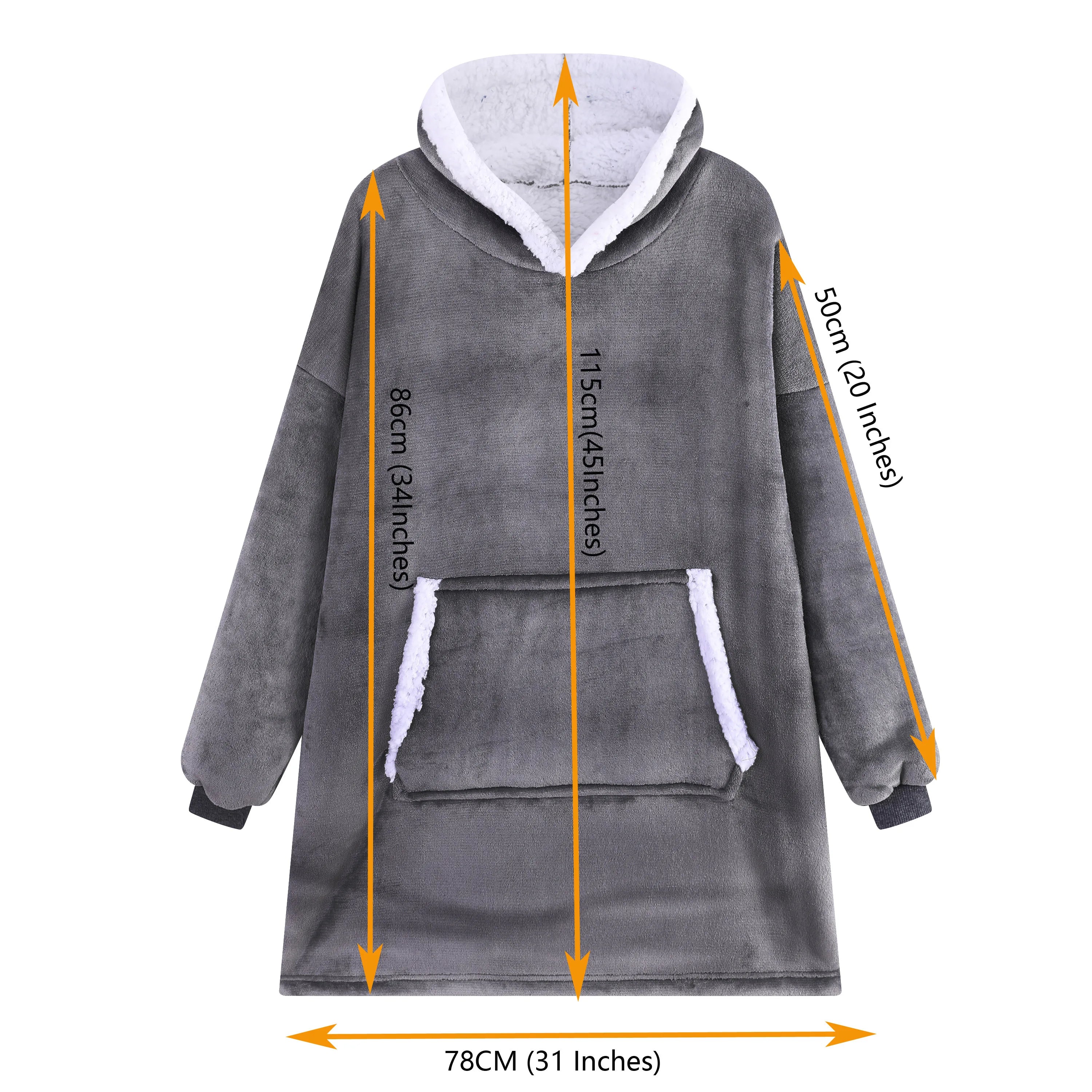 Wearable Blanket Hoodie – Ultra Plush Sherpa Fleece with Sleeves & Hood