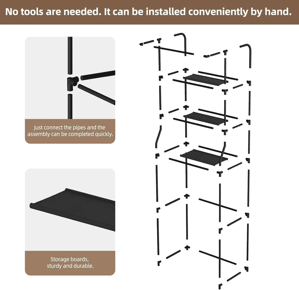 Over The Toilet Storage Shelf 3-Tier Freestanding Bathroom Organizer with Towel Rack Space Saver Cabinet Shelves Unit