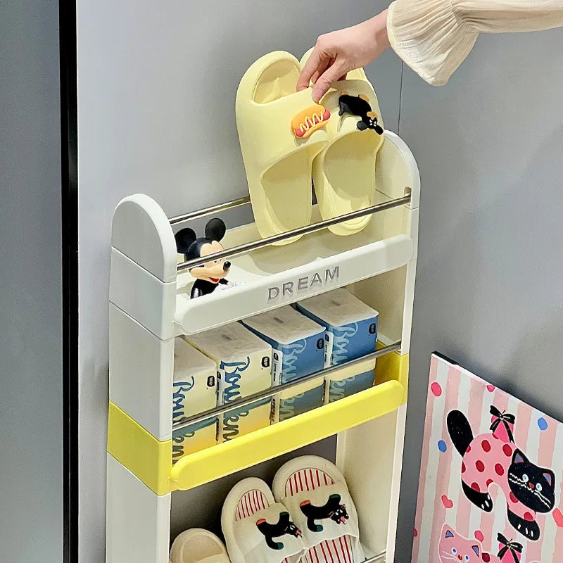 Multi-Tier Bathroom Floor Shelf Adjustable 5-Layer Shower Organizer with Wheels Space-Saving Storage Rack for Kitchen Essentials
