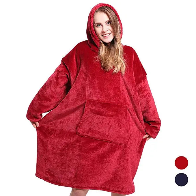 Wearable Blanket Hoodie – Ultra Plush Sherpa Fleece with Sleeves & Hood