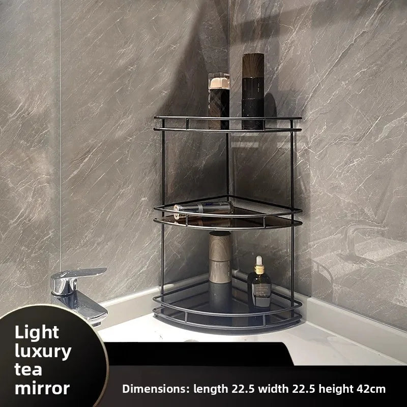 Black Wall-Mounted Bathroom Corner Shelf | 2 & 3 Tier Waterproof Organizer