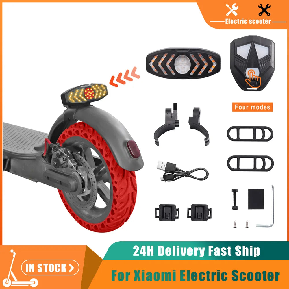 LED Turn Signal & Tail Light for Xiaomi M365, MI3, 1S & Pro2 — Wireless Remote, USB Rechargeable