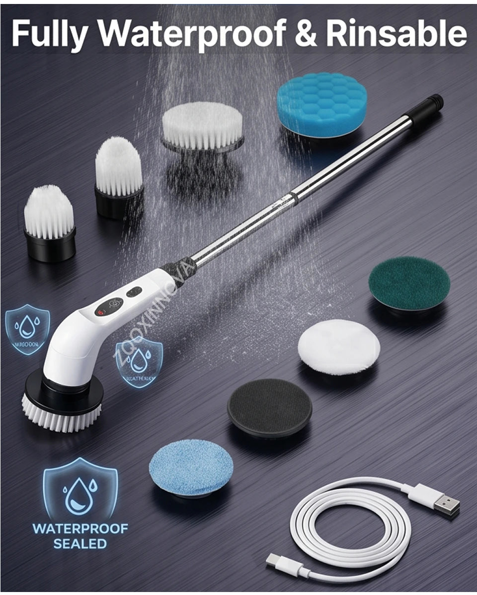 Cordless Electric Spin Scrubber — Rechargeable Multipurpose Cleaning Brush