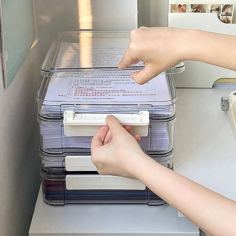 Document Certificate Important Storage Box Paper Organizer Stackable Storage Box Transparent Desktop Storage
