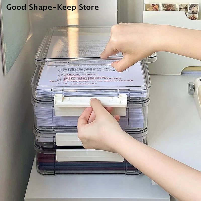 Document Certificate Important Storage Box Paper Organizer Stackable Storage Box Transparent Desktop Storage