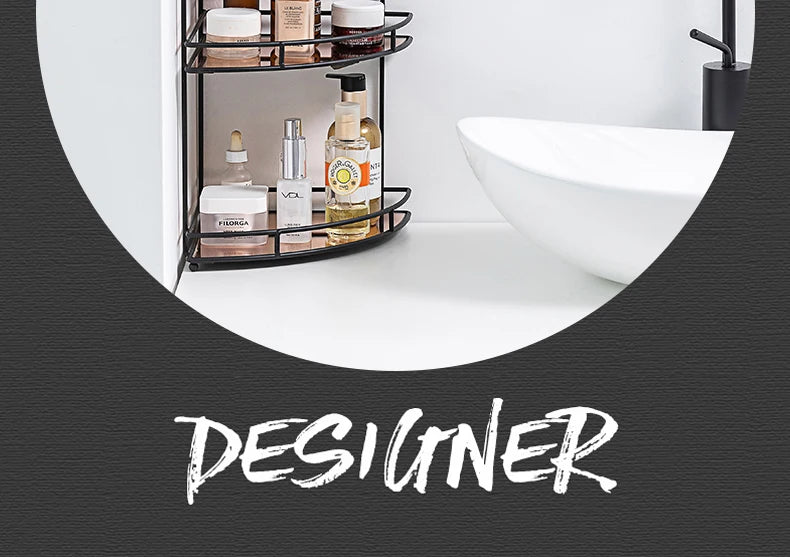 Black Wall-Mounted Bathroom Corner Shelf | 2 & 3 Tier Waterproof Organizer