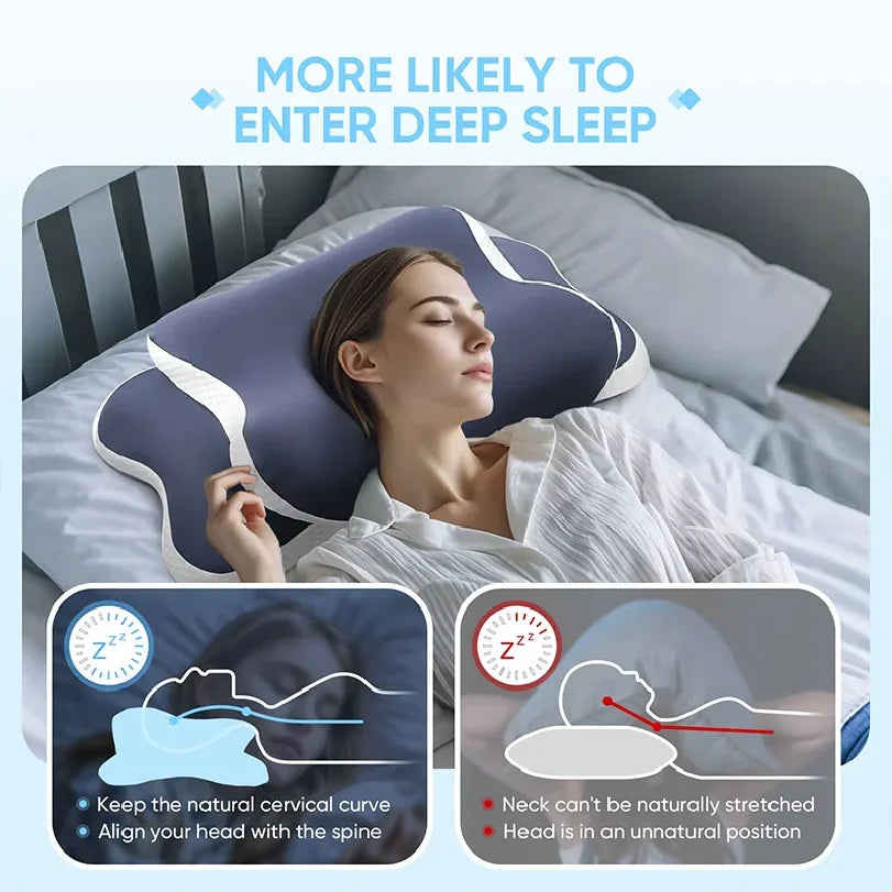 Cervical Memory Foam Pillow – Ergonomic Neck Support for Side, Back & Stomach Sleepers