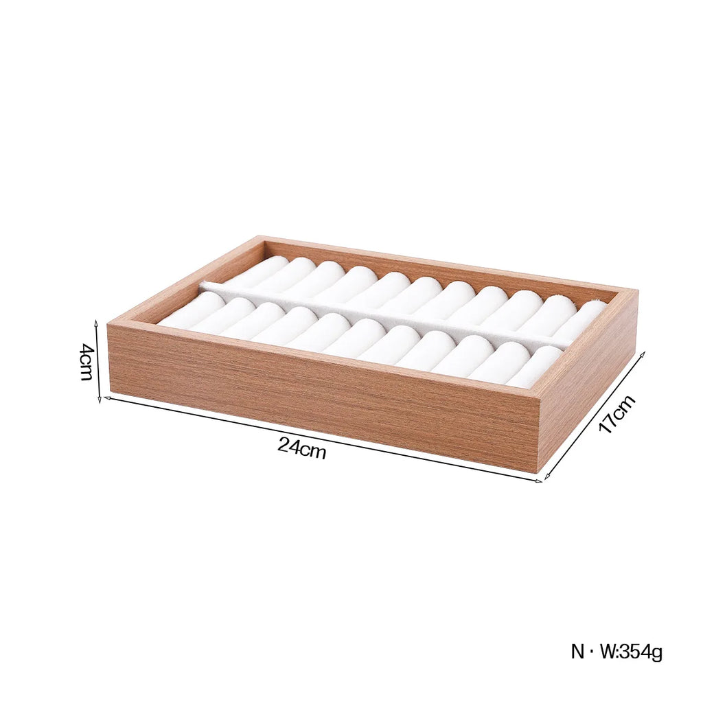 Wooden Velvet Jewelry Tray Organizer Stackable Drawer Insert for Bracelets & Watches For Women Jewelry Storage