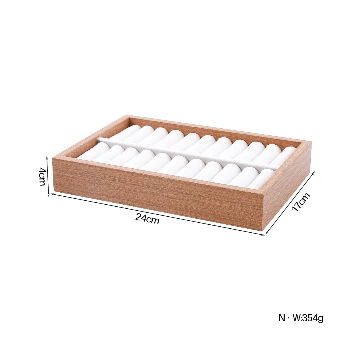 Wooden Velvet Jewelry Tray Organizer | Stackable Drawer Insert