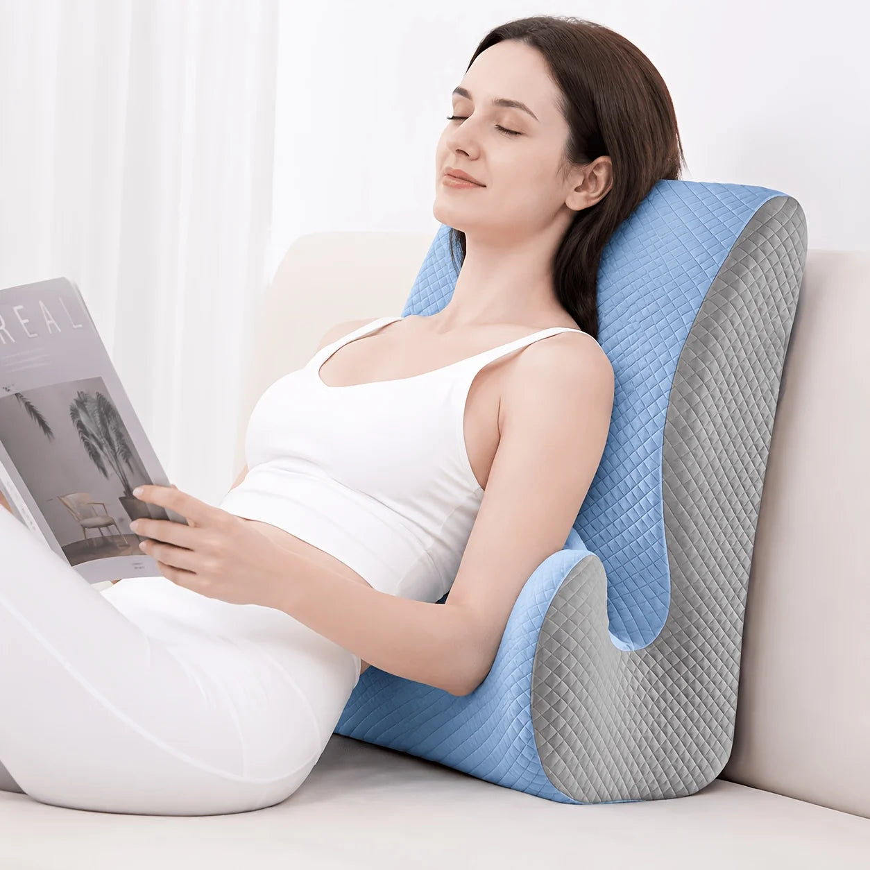 Wedge Back & Hip Support Cushion – Memory Foam Lumbar Pillow with Curved Design
