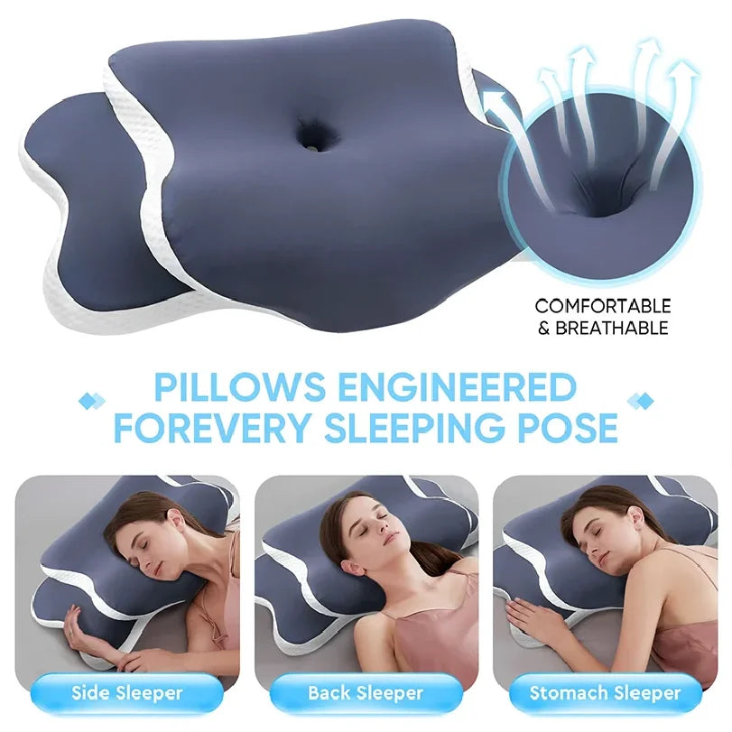 Cervical Memory Foam Pillow – Ergonomic Neck Support for Side, Back & Stomach Sleepers