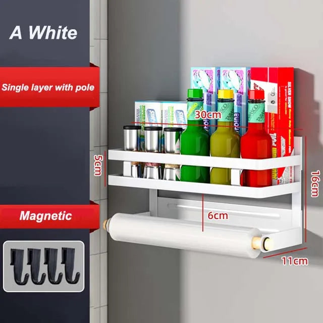 Magnetic Refrigerator Shelf Organizer – 1 & 2 Tier, No-Drill Kitchen Storage Rack