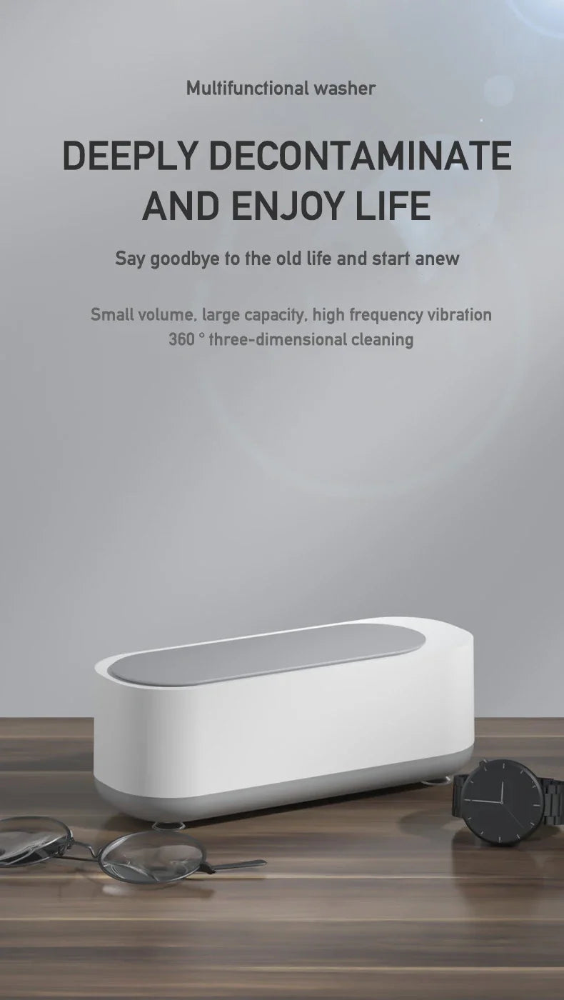 Mini Ultrasonic Cleaning Machine for Jewelry, Glasses & Watches (Battery Not Included)